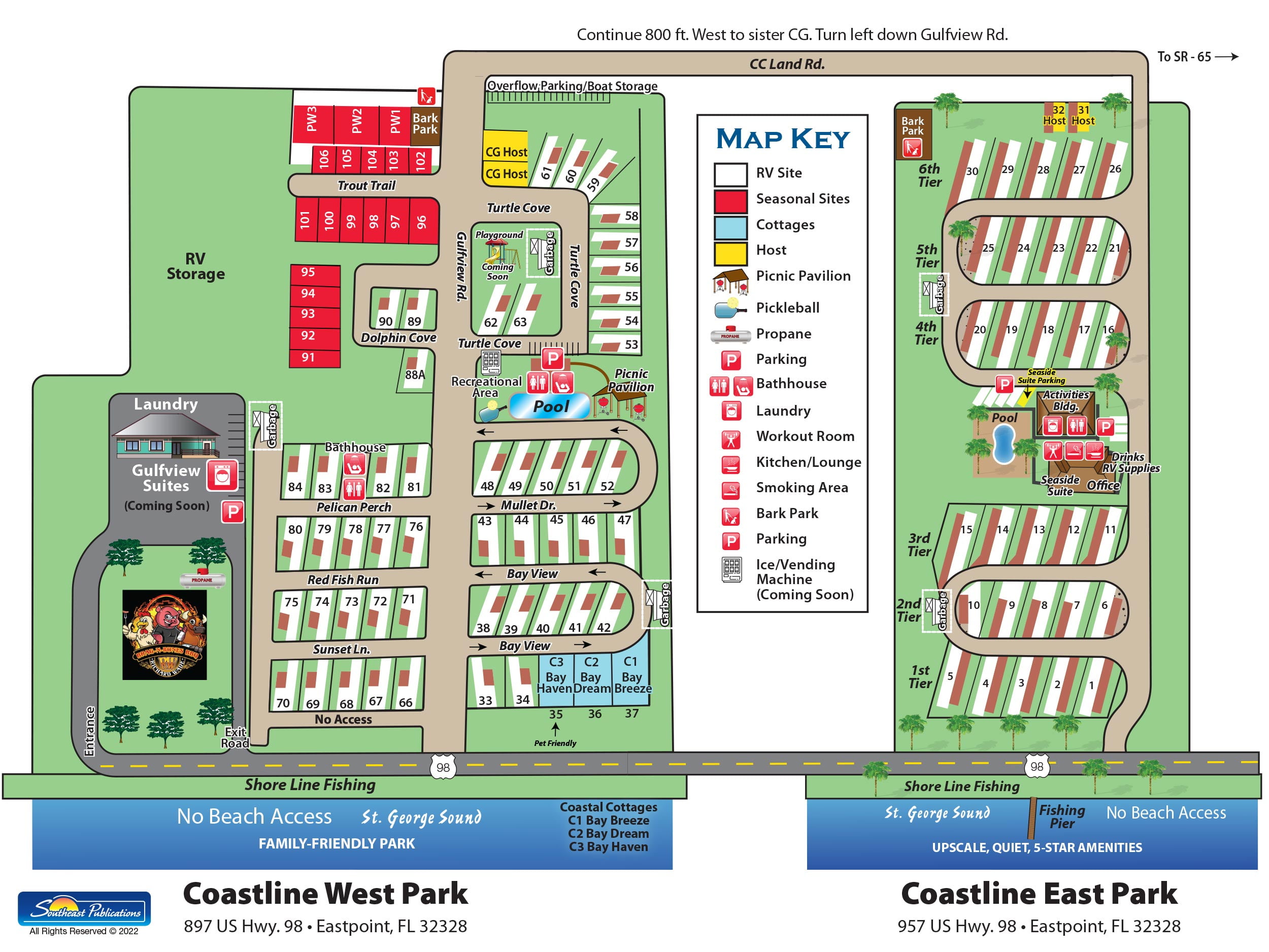 Coastline RV Resort Park Map